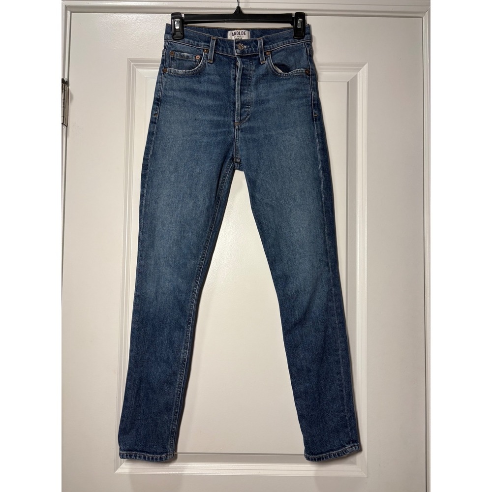 AGOLDE Sophie High Rise Skinny Jeans Medium Wash Blue Denim - Size 24